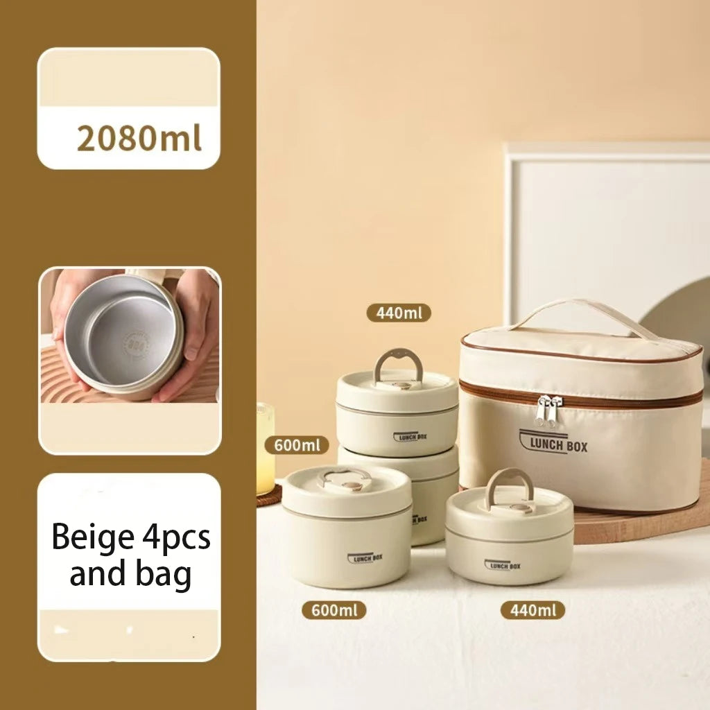 Stackable Stainless Steel Insulated Bento Lunch Box – Leakproof & Microwavable Food Container with Separate Layers