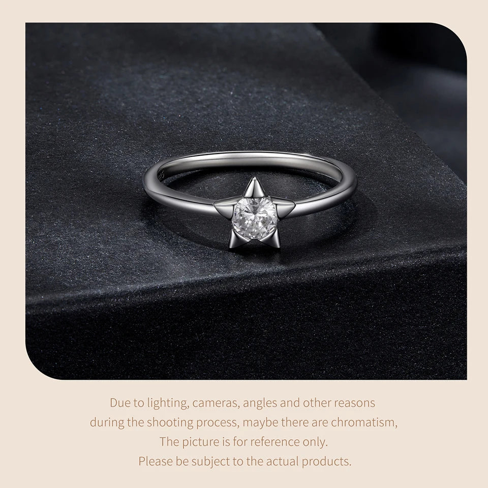 Star-Shaped Moissanite Ring – 0.3 Carat D Color VVS1 Stone on 925 Sterling Silver Pave Band for Women