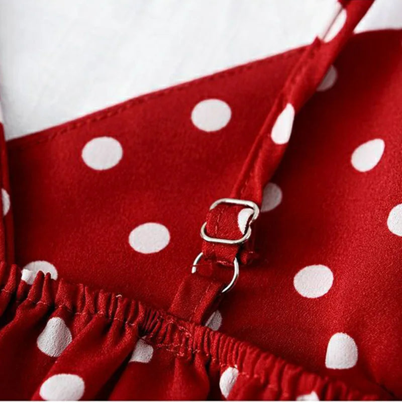 Women's Red Polka Dot Sleeveless Chiffon Blouse – V-Neck Short Pullover Top for Spring/Summer
