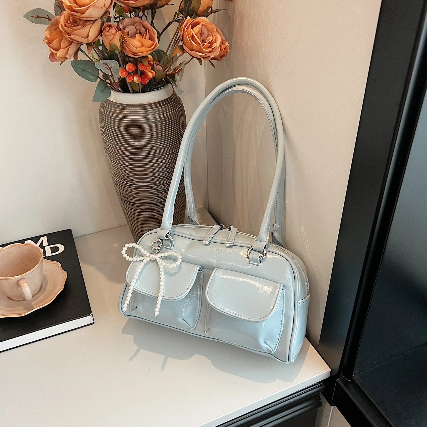 Underarm Bow Pillow Bag – Korean Style Soft PU Shoulder Bag for Women