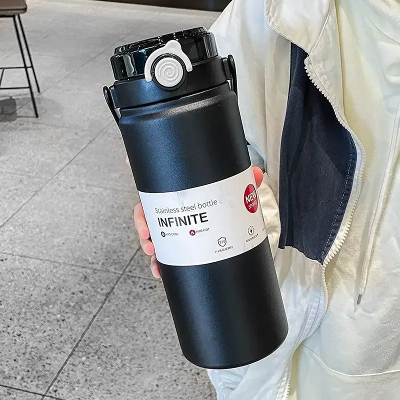 316 Stainless Steel Thermos Bottle – Large Capacity Vacuum Flask with Straw, Hot & Cold Insulated Kettle 1000–1200ml