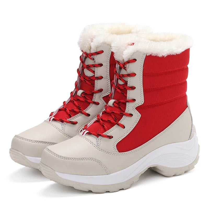 Women's Platform Winter Snow Boots – Warm Plush Fur Lining, Non-Slip Wedge Ankle Boots for Cold Weather