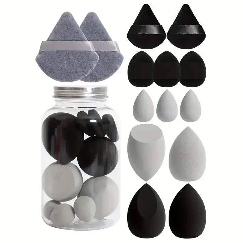 12/14-Piece Makeup Sponge Set – Latex-Free Cosmetic Puffs & Beauty Blenders for Foundation, Powder, and Wet/Dry Use