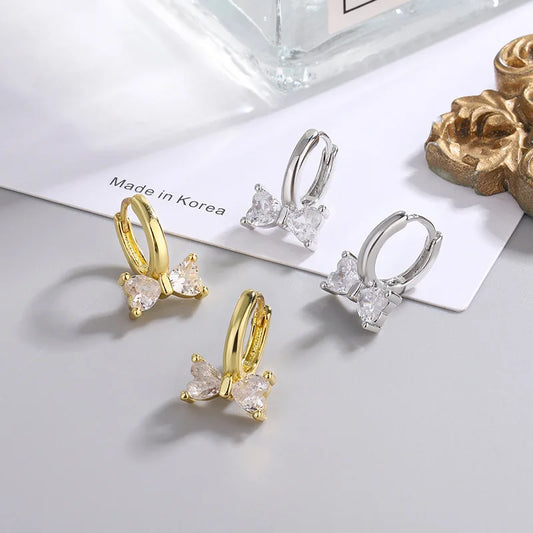 925 Sterling Silver Bow Knot Zircon Stud Earrings for Women – Elegant Crystal Accented Fine Jewelry Trend