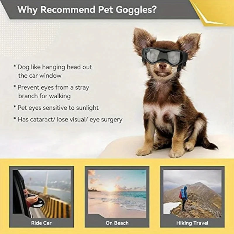 UV-Protective Dog & Cat Sunglasses – Curved Lens Goggles for Small and Medium Pets, Outdoor Eye Protection