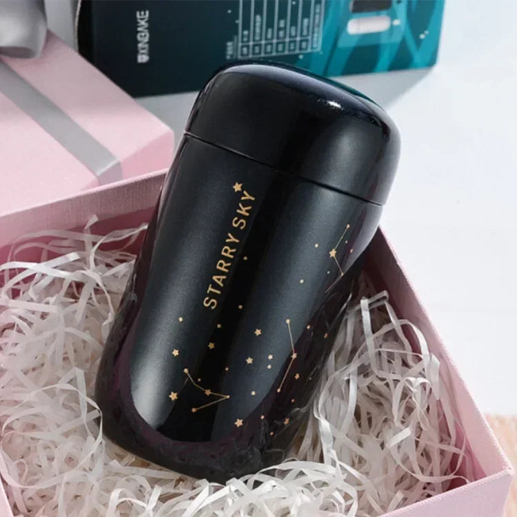 200ML Starry Sky Mini Thermos Bottle – Leakproof Stainless Steel Vacuum Flask Coffee Mug for Travel and Daily Use