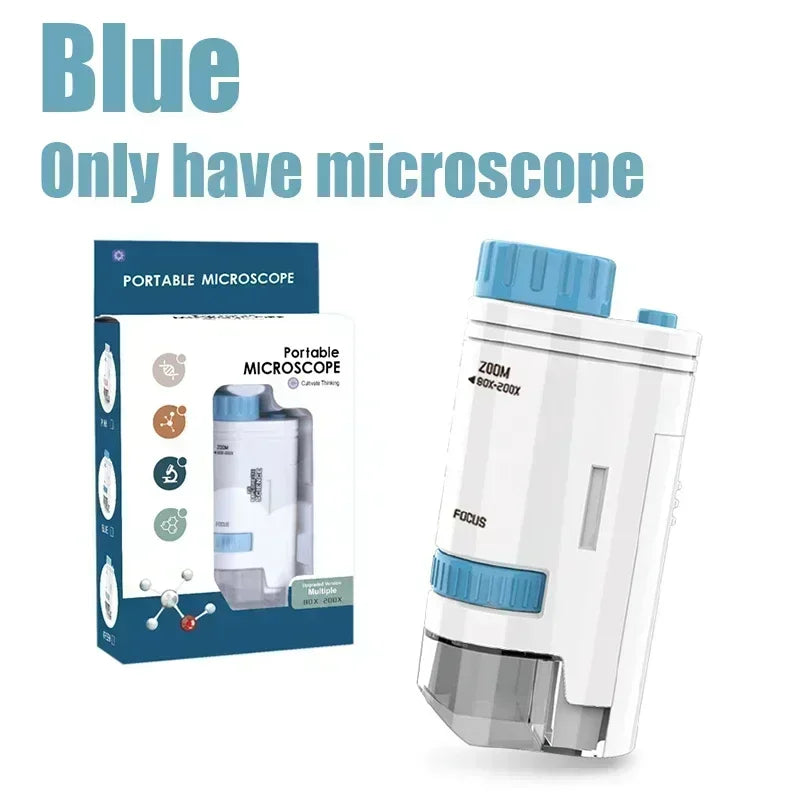 60–200X Pocket Microscope for Kids – Handheld Mini Microscope with LED Light, High-Definition Science Toy for Outdoor Exploration