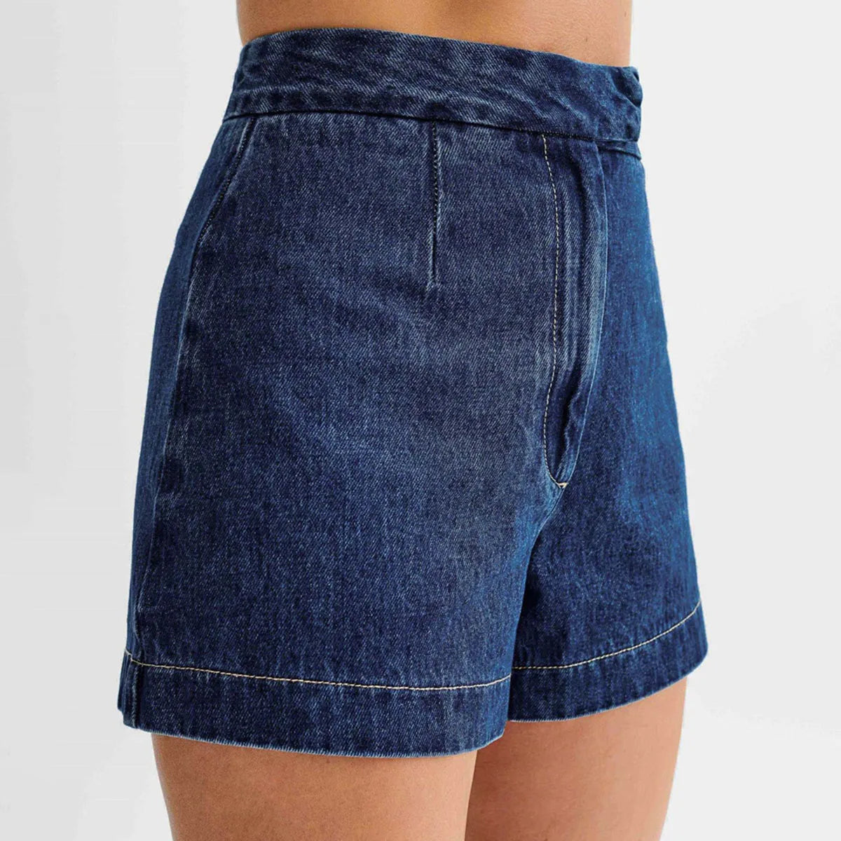 Women's Summer Denim 2-Piece Set – Sleeveless Button-Up Vest Top and High Waist Wide Leg Shorts for Casual or Office Wear