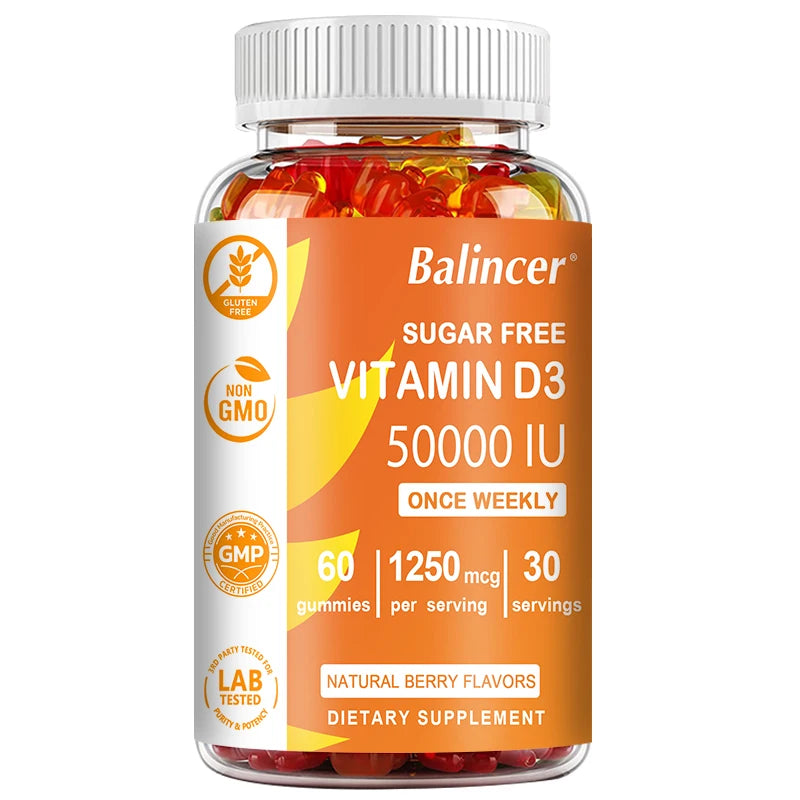 Sugar-Free Vitamin D3 Gummies – Mood, Immunity, Energy & Bone Support – Heart & Joint Health, Red Blood Cell Production – 60 Gummies