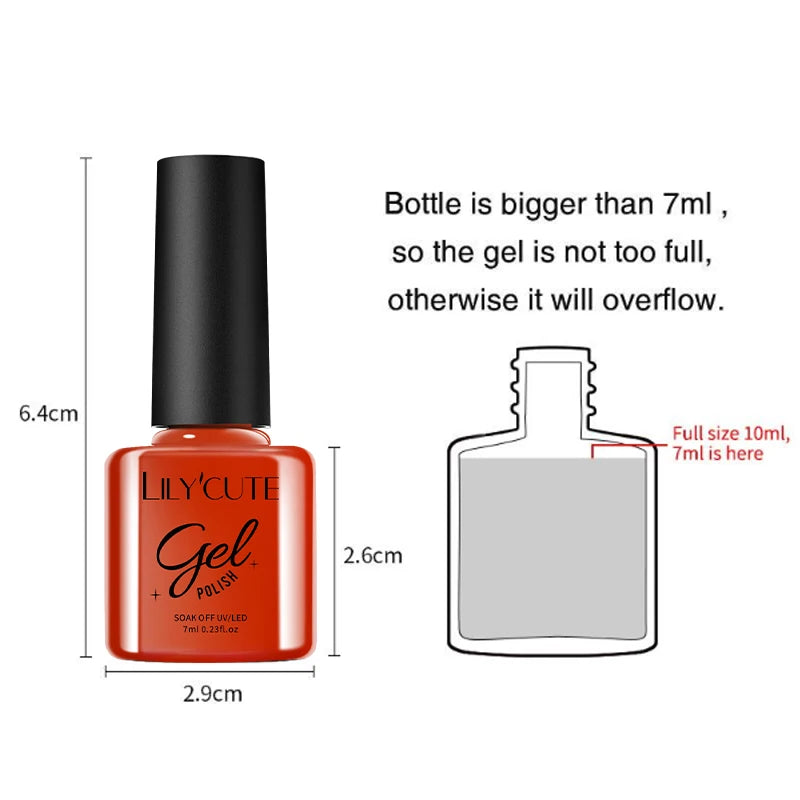 7ml Nail Gel Polish – 125 Solid Colors, Soak-Off UV LED Semi-Permanent Gel for Manicure