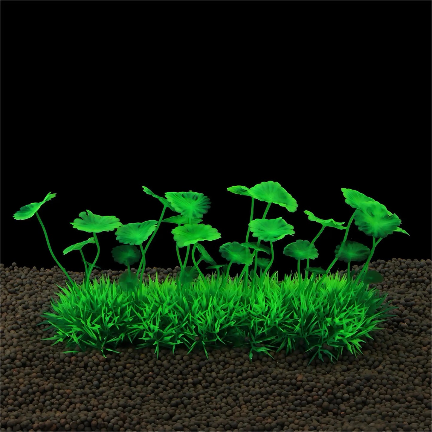 Artificial Green Aquarium Plant with Ceramic Base – PVC Underwater Grass Decoration for Fish Tanks – 11×19cm Aquatic Landscaping Ornament