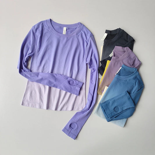 Slim Fit Quick-Dry Long Sleeve Yoga Shirt – Women's Seamless Fitness Top