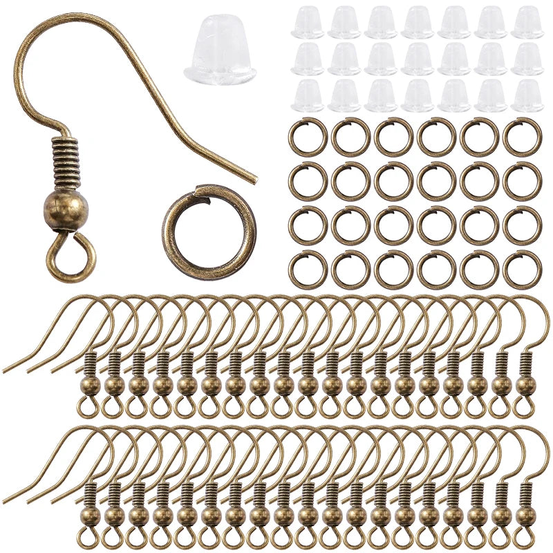 300Pcs Hypoallergenic Earring Hooks Kit – Jump Rings & Rubber Backs for DIY Jewelry Making Accessories