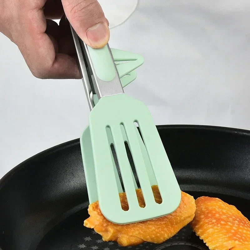 3-Piece Silicone and Stainless Steel Cooking Tongs – Heat-Resistant Non-Slip Grippers for BBQ, Bread, Meat, and Kitchen Use