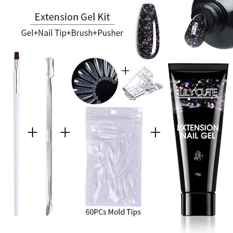15ml Nail Extension Gel Kit – Soak Off UV Acrylic Gel in White, Clear & Pink for Home or Salon Nail Art
