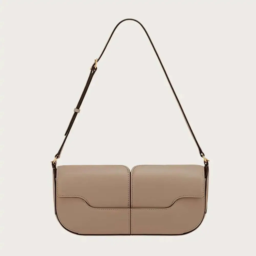 Women's Smooth Cowhide Leather Tote Shoulder Bag – Elegant Underarm Baguette Purse