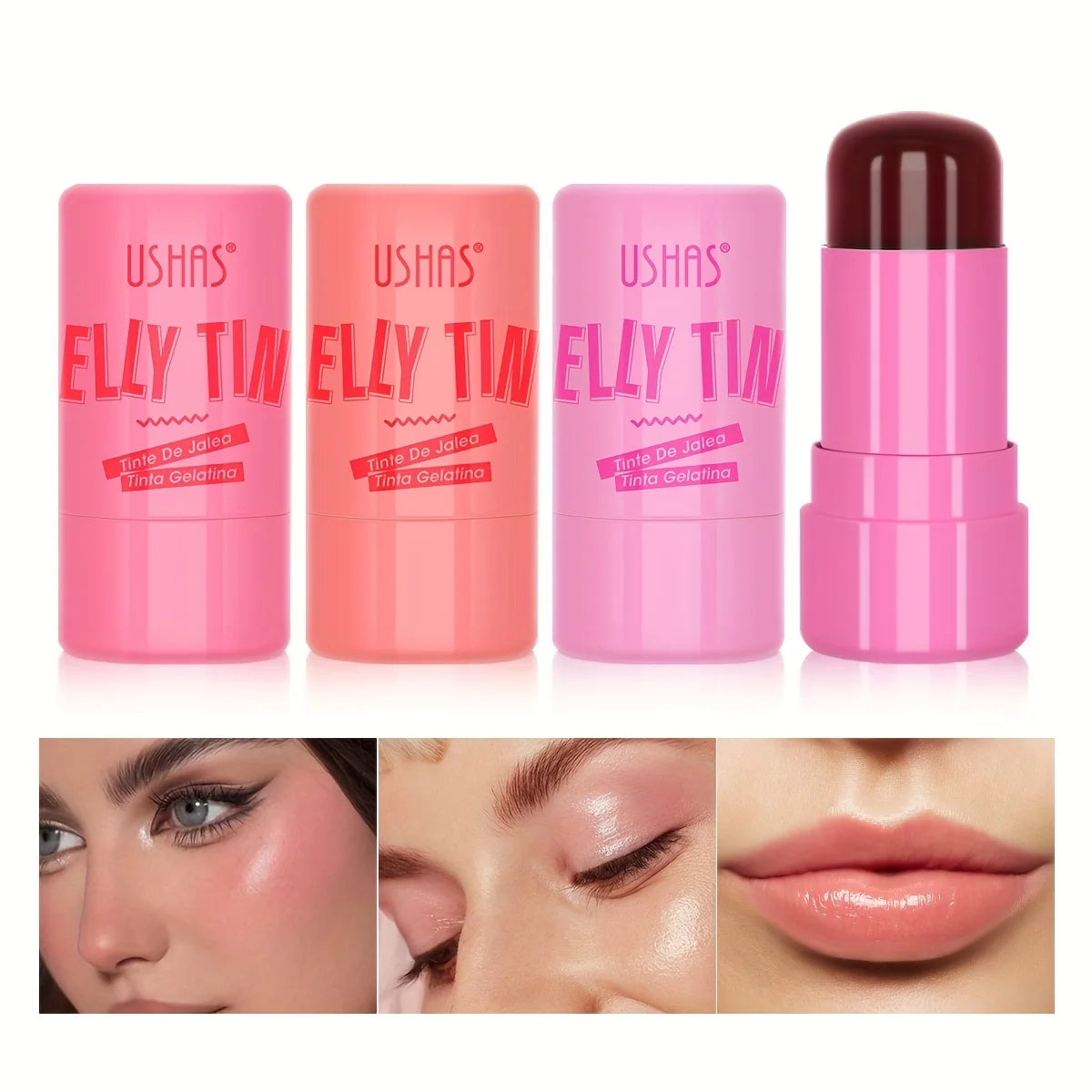 4-in-1 Jelly Blush Stick – Lip Balm, Blush, Eyeshadow & Gloss Multi-Use Makeup