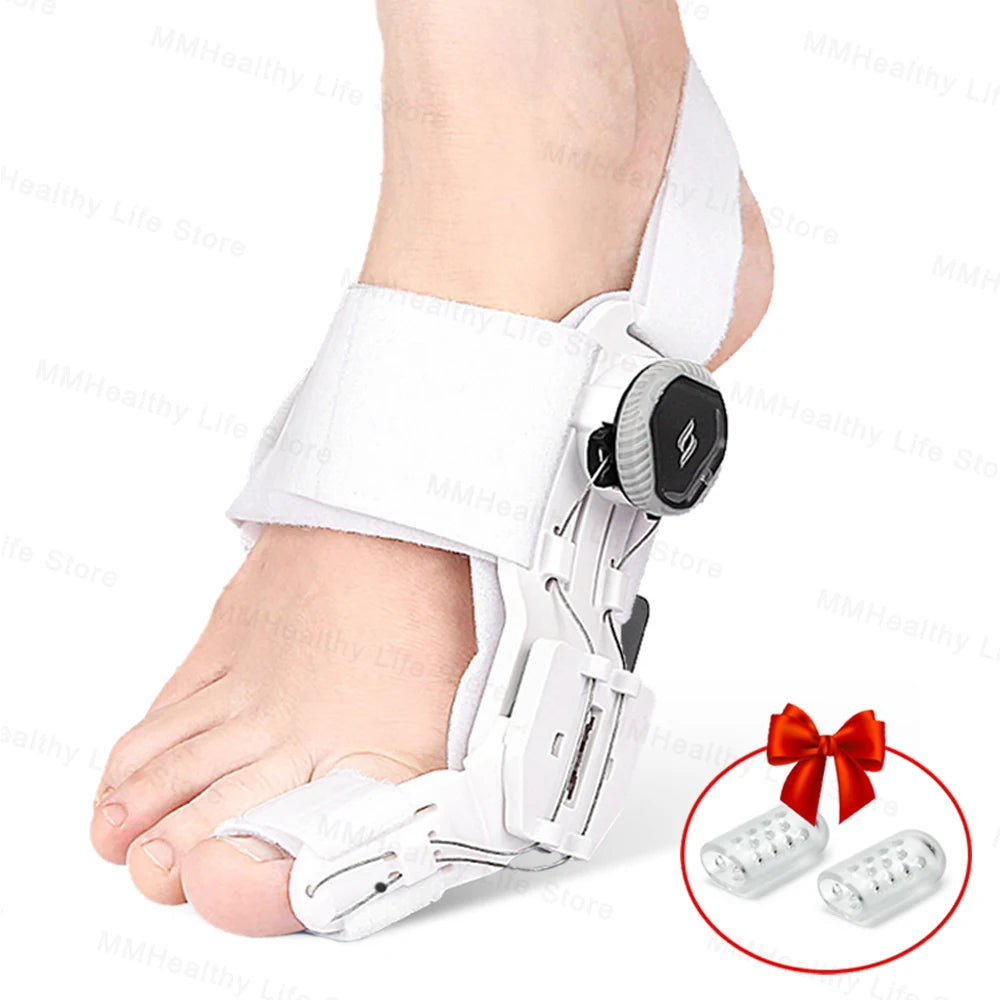 Adjustable Bunion Corrector – Hallux Valgus Toe Straightener with Rotating Knob, Toe Separator & Soft Silicone Pad
