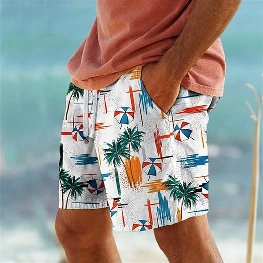 3D Palm Tree Print Beach Shorts – Unisex Summer Swimwear for Men and Women, Oversized Casual Fit
