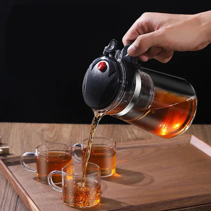 Chinese Style Kung Fu Teapot – Heat Resistant Glass Teapot with Tea-Water Separation Filter for Home or Office Use