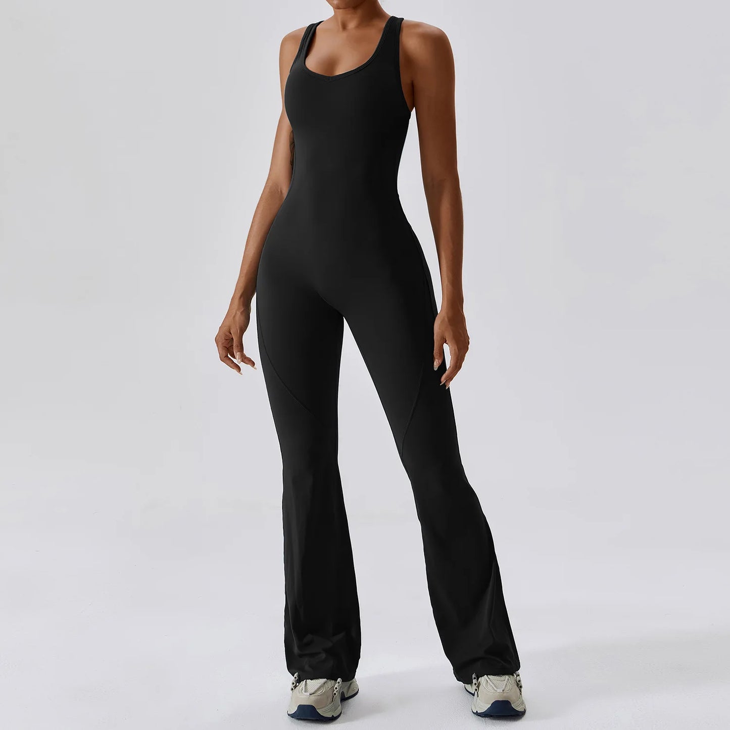 Women's One-Piece Sleeveless Yoga Jumpsuit – Seamless Butt-Lifting Fitness Bodysuit for Activewear & Workout