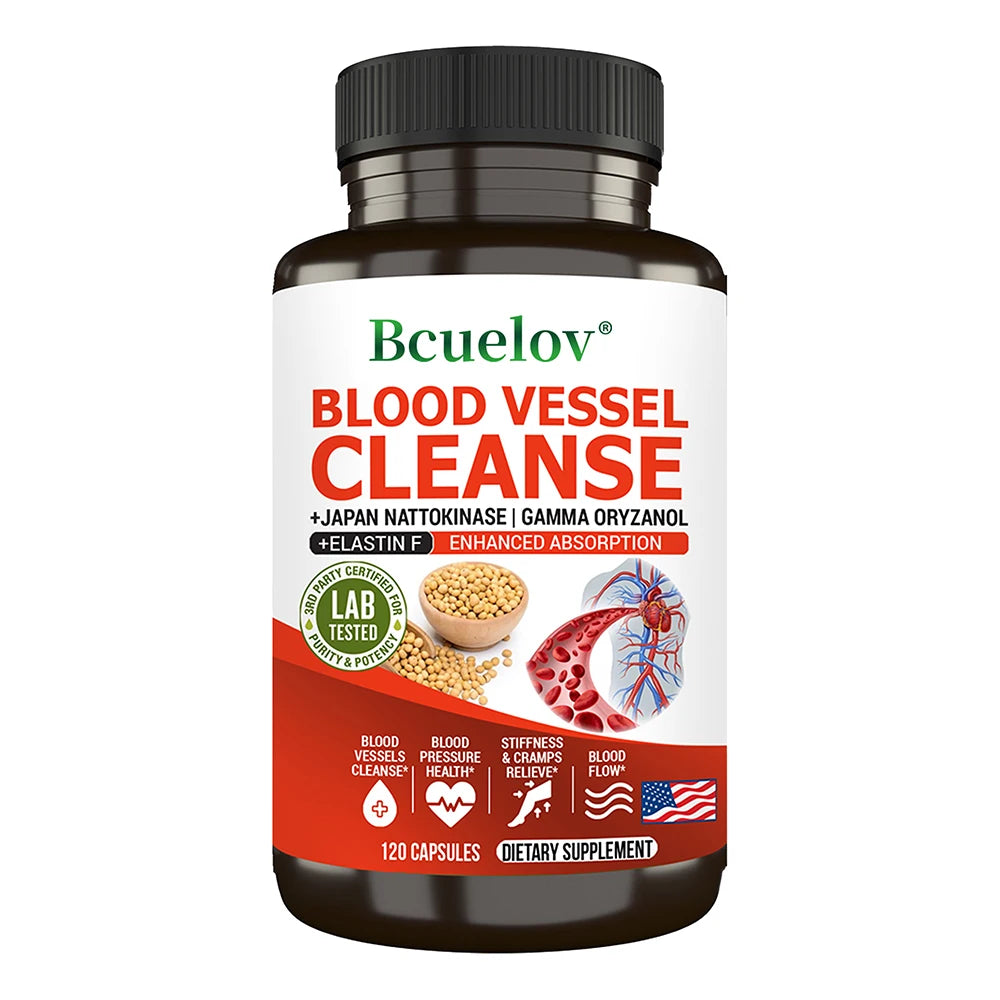 Vascular Cleanser with CoQ10 – Cardiovascular Health Supplement, Supports Healthy Blood Flow & Cholesterol, 120 Capsules