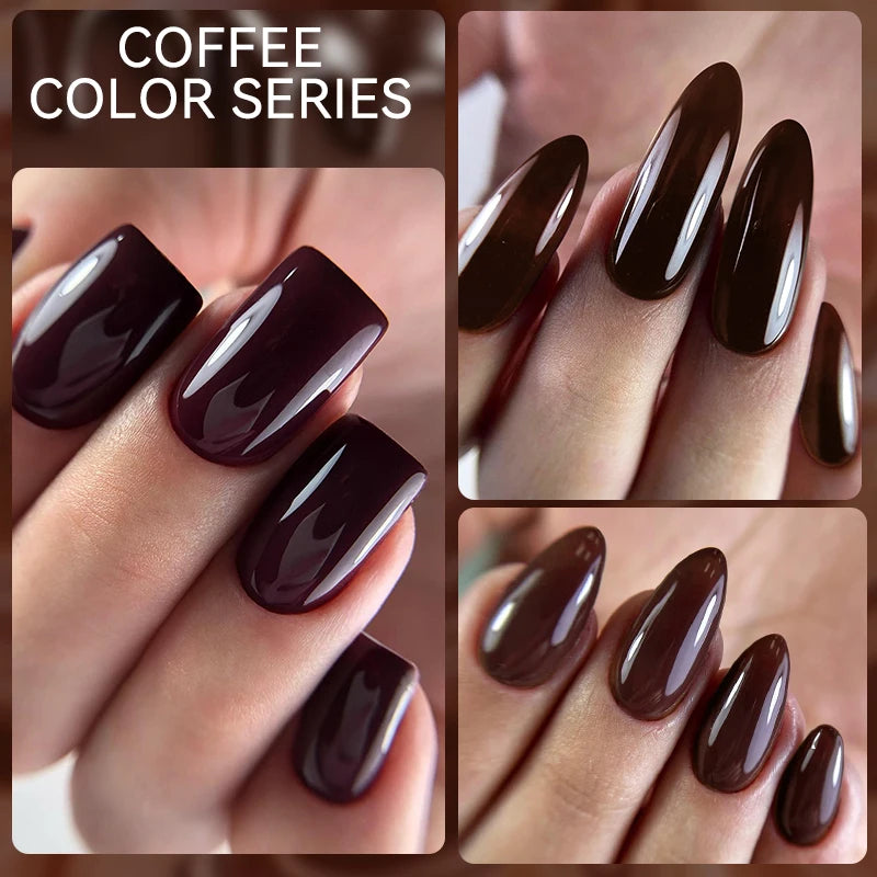 7ml Brown Earth Tone Gel Nail Polish – Coffee Color Series UV Soak-Off Varnish for Autumn & Winter