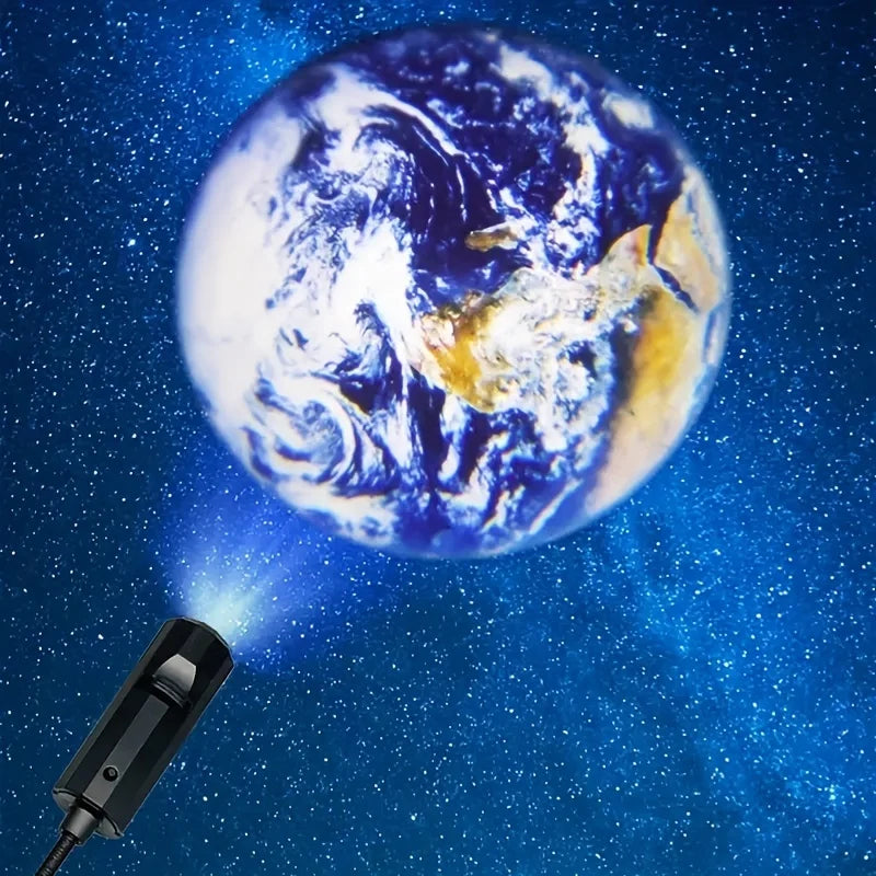 USB-Powered Moon & Earth Projection Light – Atmospheric Ceiling Projector for Bedroom, Party, or Meditation