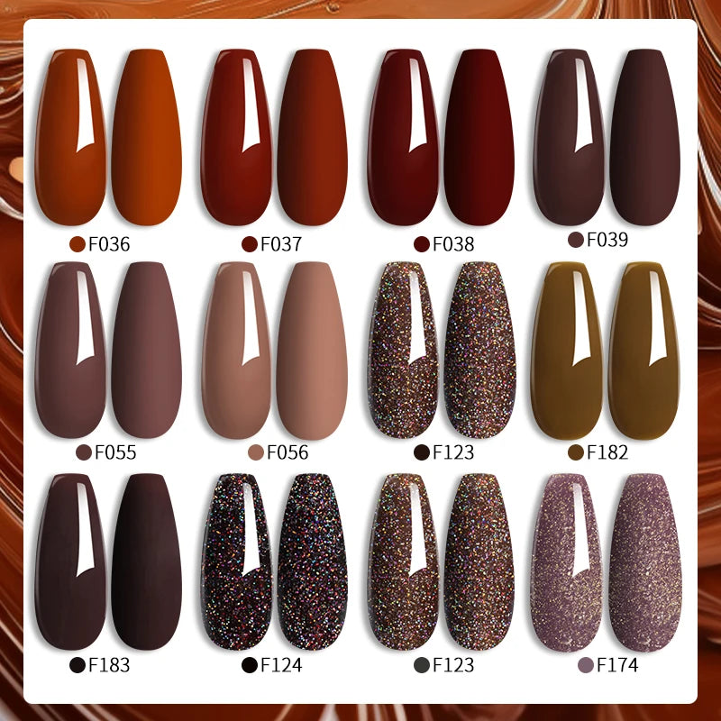 7ml Brown Earth Tone Gel Nail Polish – Coffee Color Series UV Soak-Off Varnish for Autumn & Winter
