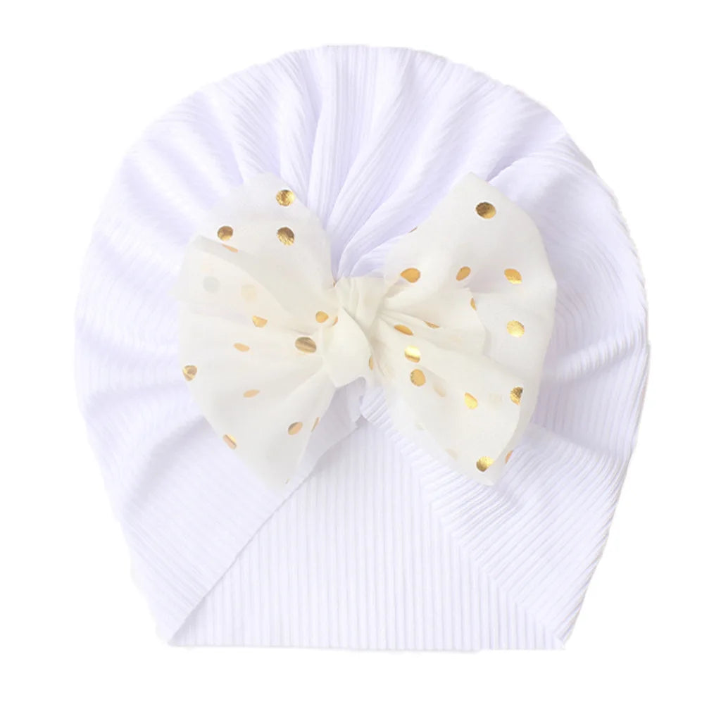 Soft Cotton Baby Turban Hat with Bow – Infant Girl Beanie for Newborn to 2 Years, Photography & Daily Wear
