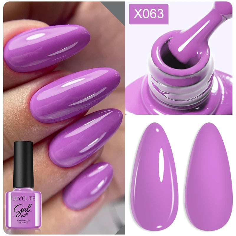 7ml Nail Gel Polish – 125 Solid Colors, Soak-Off UV LED Semi-Permanent Gel for Manicure