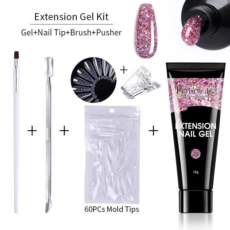 15ml Nail Extension Gel Kit – Soak Off UV Acrylic Gel in White, Clear & Pink for Home or Salon Nail Art