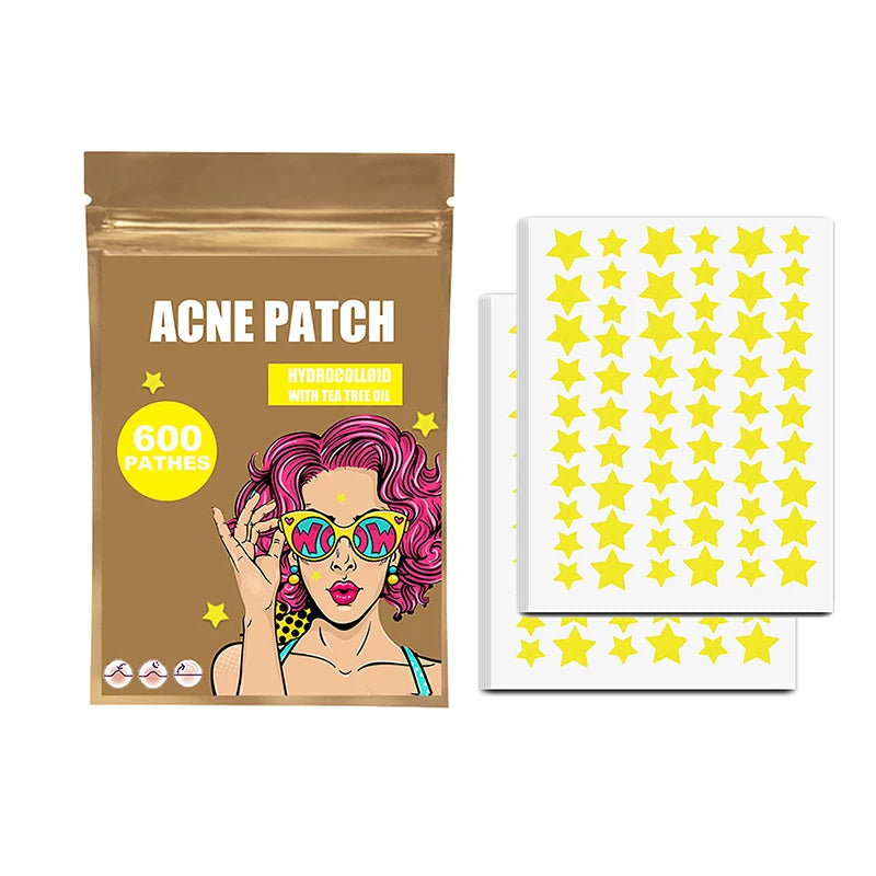 300/600/1200pcs Star-Shaped Acne Pimple Patches – Invisible Hydrocolloid Spot Stickers for All Skin Types