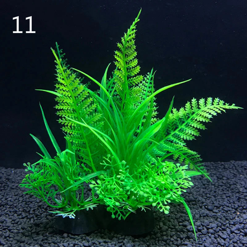 Artificial Aquarium Plants Set – 12-Style Plastic Aquatic Weeds and Grass Decorations for Fish Tank Landscaping (14cm Height)