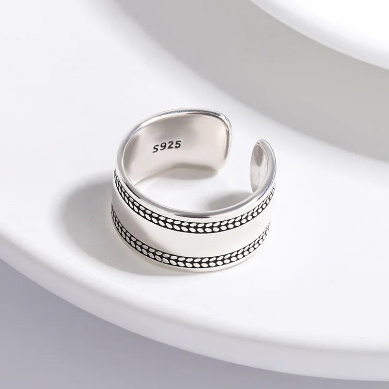 925 Sterling Silver Adjustable Heart Ring – Vintage-Inspired Classic Cocktail Jewelry for Women