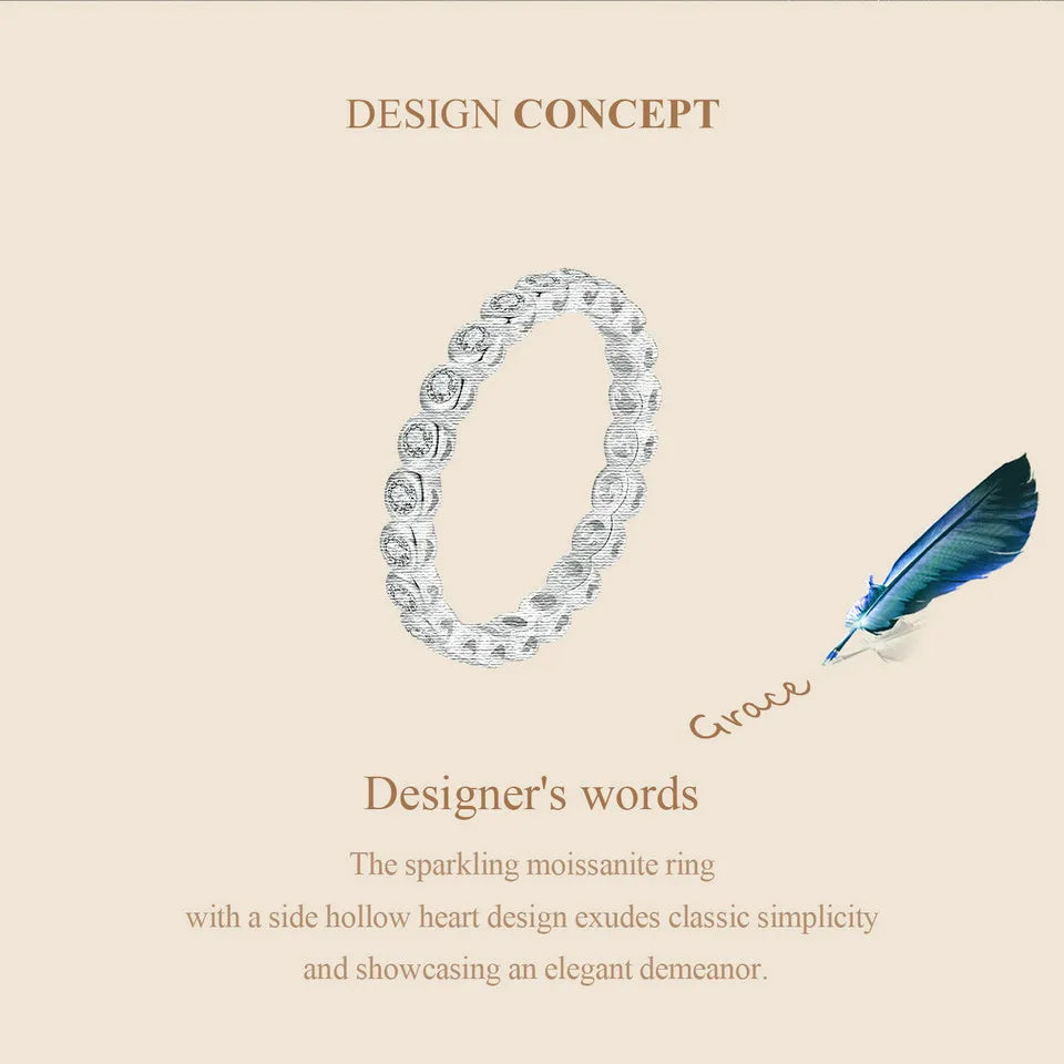 White Gold Plated Bubble Moissanite Ring – 925 Sterling Silver Bezel Set Full Eternity Band for Women