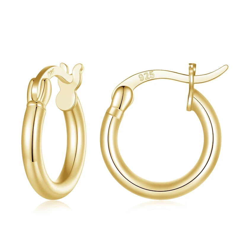 925 Sterling Silver Bold Hoop Earrings – 14K White Gold Plated Hypoallergenic Tube Design for Women