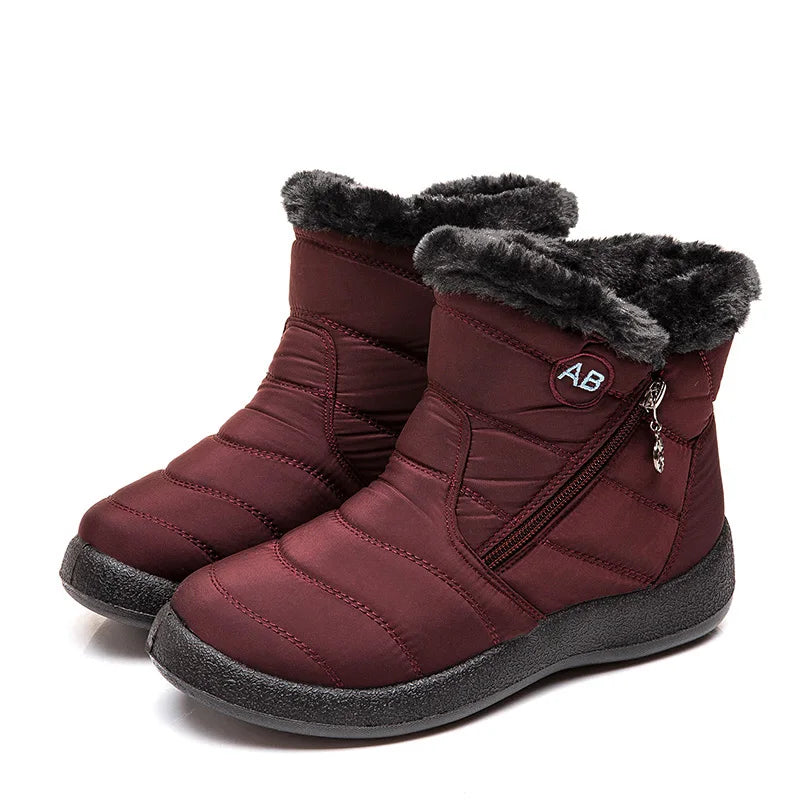 Waterproof Fur-Lined Winter Snow Boots for Women with Zipper Closure and Plush Interior