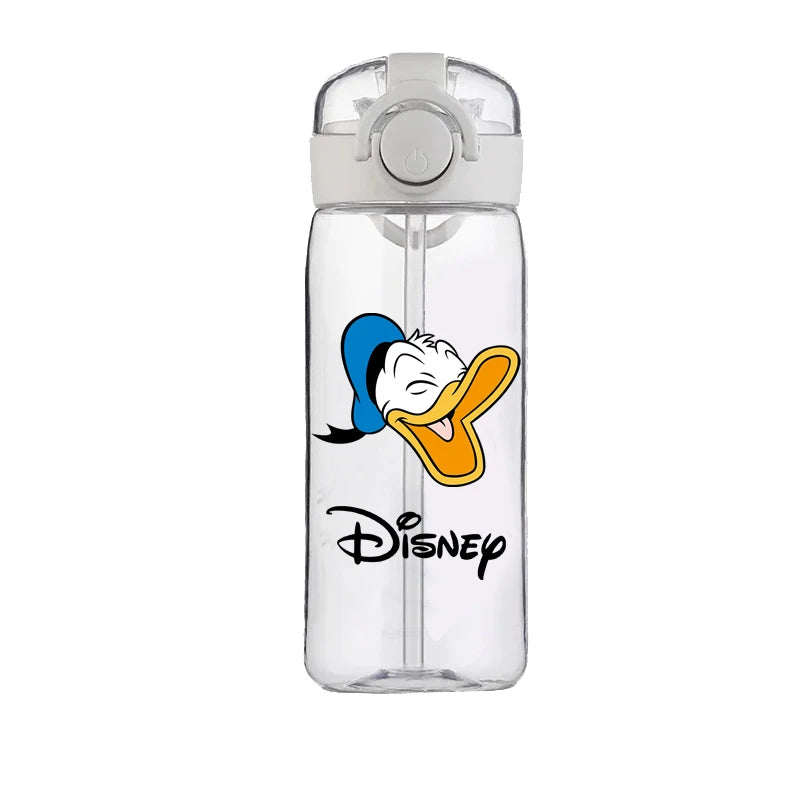 400ml Cartoon Straw Water Cup for Kids – Drop-Resistant Portable Drinking Bottle with Lid and Handle, Donald Duck Design for School or Gifts