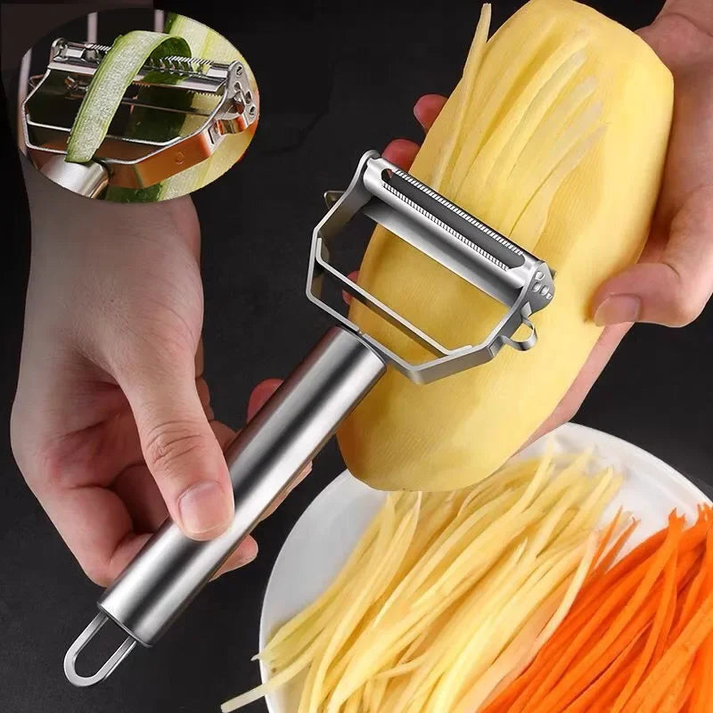 Stainless Steel Fruit & Vegetable Peeler – Multifunction Julienne Grater Slicer for Potato, Carrot, Cucumber & More