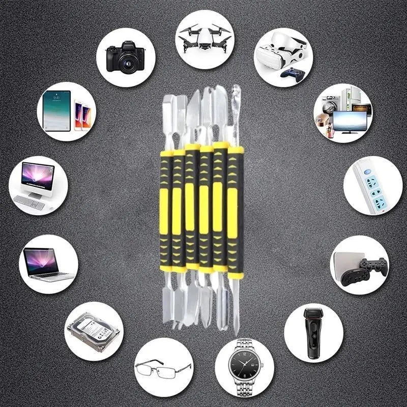 6PCS Metal Crowbar & Spudger Tool Set – Dual-Head Prying Repair Tools for Mobile Phones, Laptops, Electronics