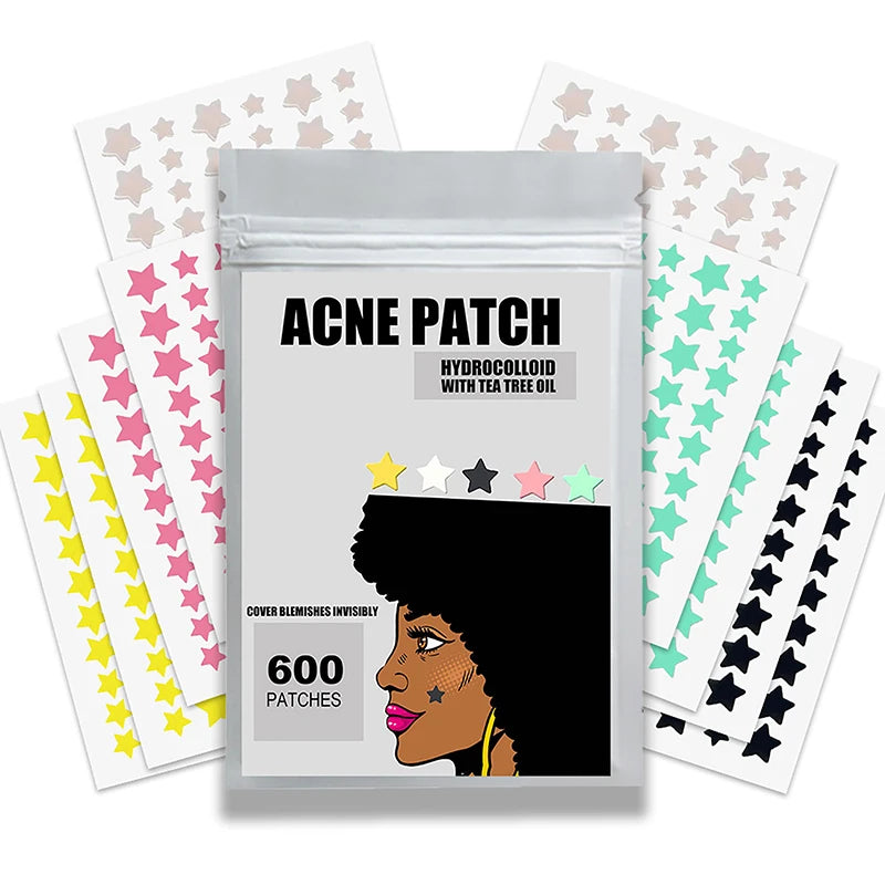 300/600/1200pcs Star-Shaped Acne Pimple Patches – Invisible Hydrocolloid Spot Stickers for All Skin Types