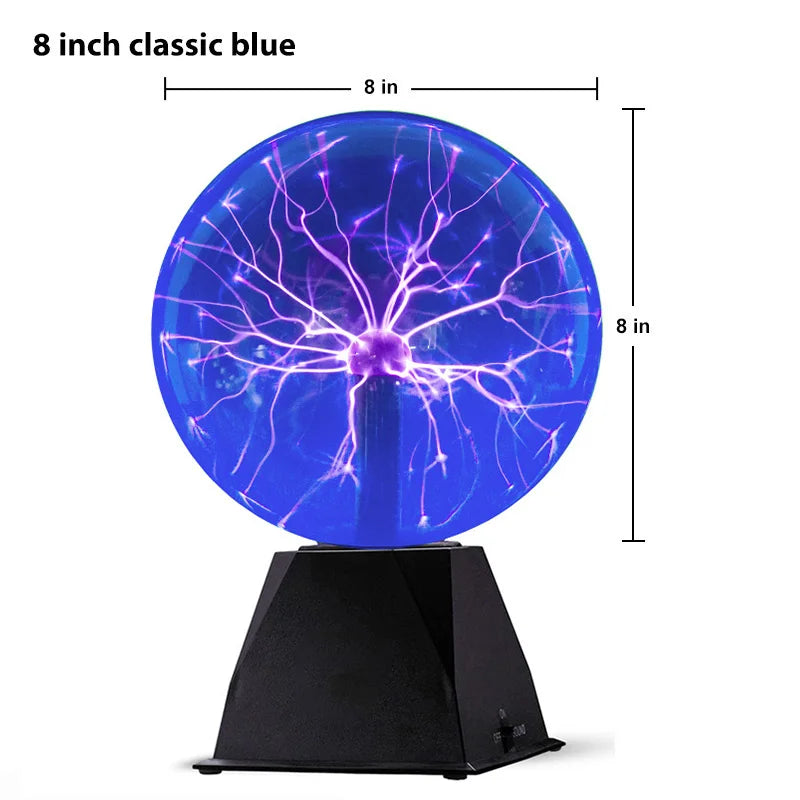 8-Inch Magic Plasma Ball Lamp – Touch-Sensitive Glass LED Night Light for Bedroom, Kids Party, and Science Decor
