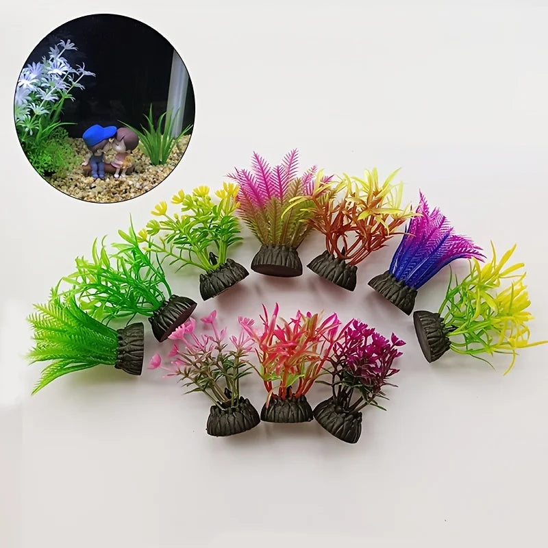 10pcs Vibrant Artificial Seaweed Aquarium Plants – Lifelike Ammania Decorations for Fish Tank Landscaping and Aquascaping