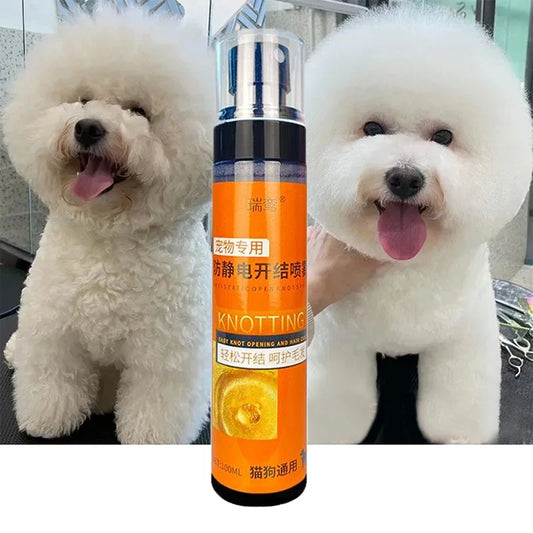Wash-Free Pet Hair Conditioner Spray – Anti-Tangle Leave-In Detangler for Dogs & Cats, Softens, Smooths, and Adds Shine