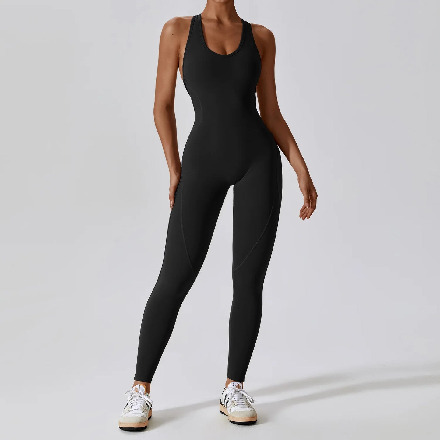 Women's Sleeveless Yoga Jumpsuit – Full-Length Push-Up Activewear for Fitness, Pilates & Gym