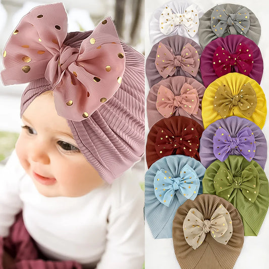 Soft Cotton Baby Turban Hat with Bow – Infant Girl Beanie for Newborn to 2 Years, Photography & Daily Wear