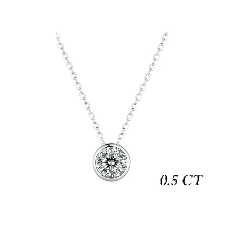 1 Carat Moissanite Pendant Necklace for Women – 925 Sterling Silver Bazel Setting, D Color VVS1 Diamond Look, Wedding & Gift Jewelry