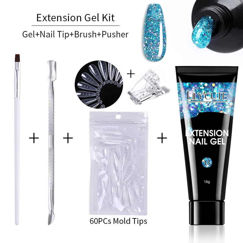 15ml Nail Extension Gel Kit – Soak Off UV Acrylic Gel in White, Clear & Pink for Home or Salon Nail Art