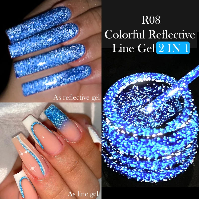7ml Metallic Chrome Silver Mirror Effect Gel – Super Bright Line Art & French Tip Nail Painting Gel Polish